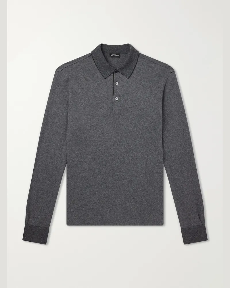 Ermenegildo Zegna Cotton Polo Shirt Gray