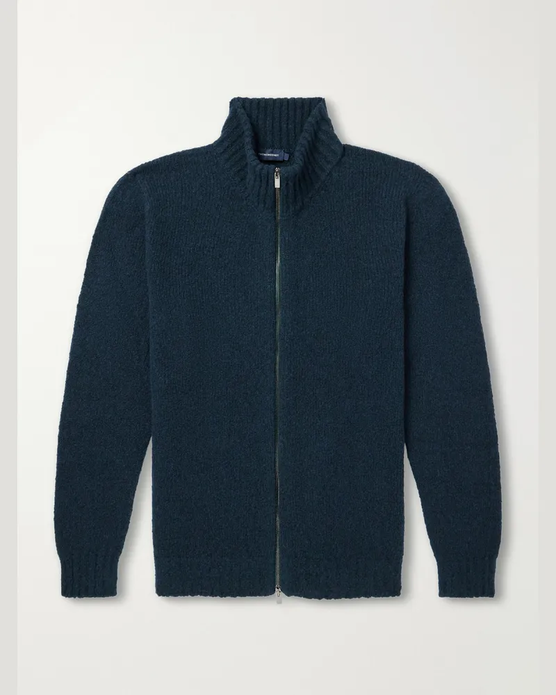 Thom Sweeney Wool-Blend Zip-Up Mock-Neck Sweater Green