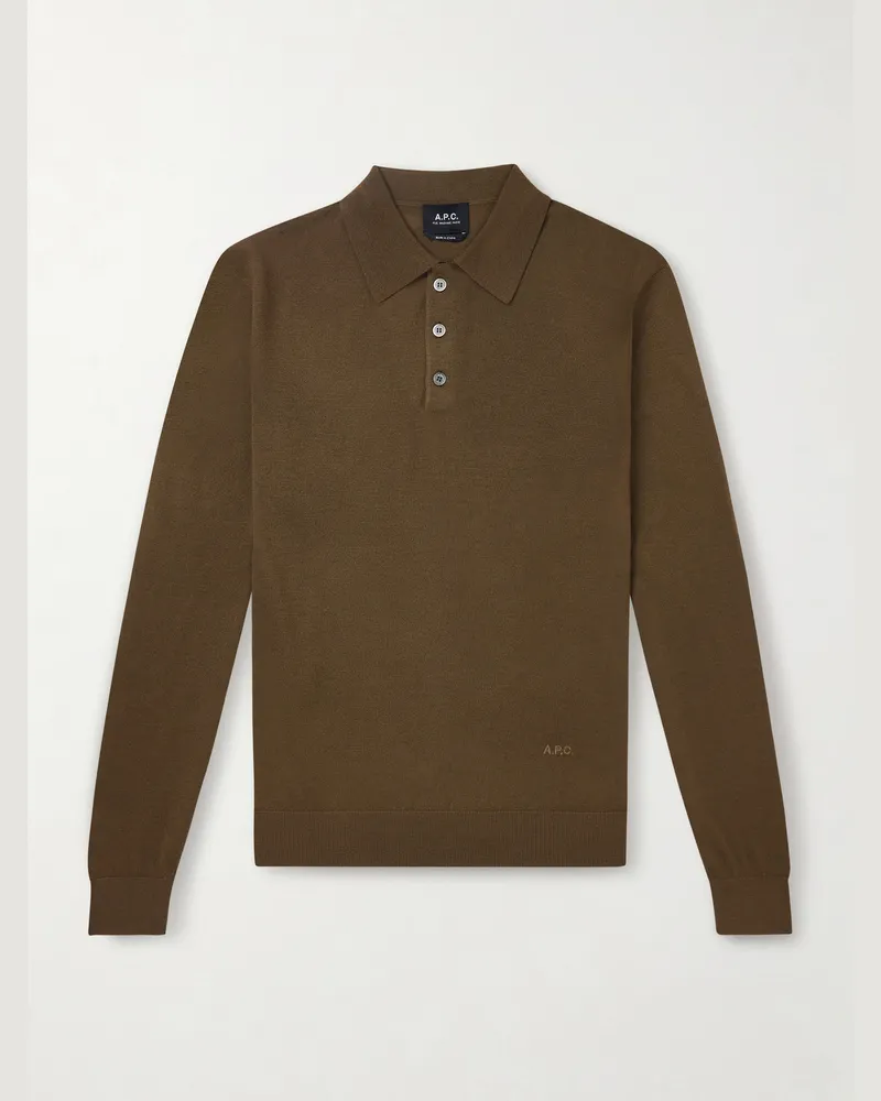 A.P.C. Wool Polo Shirt Green