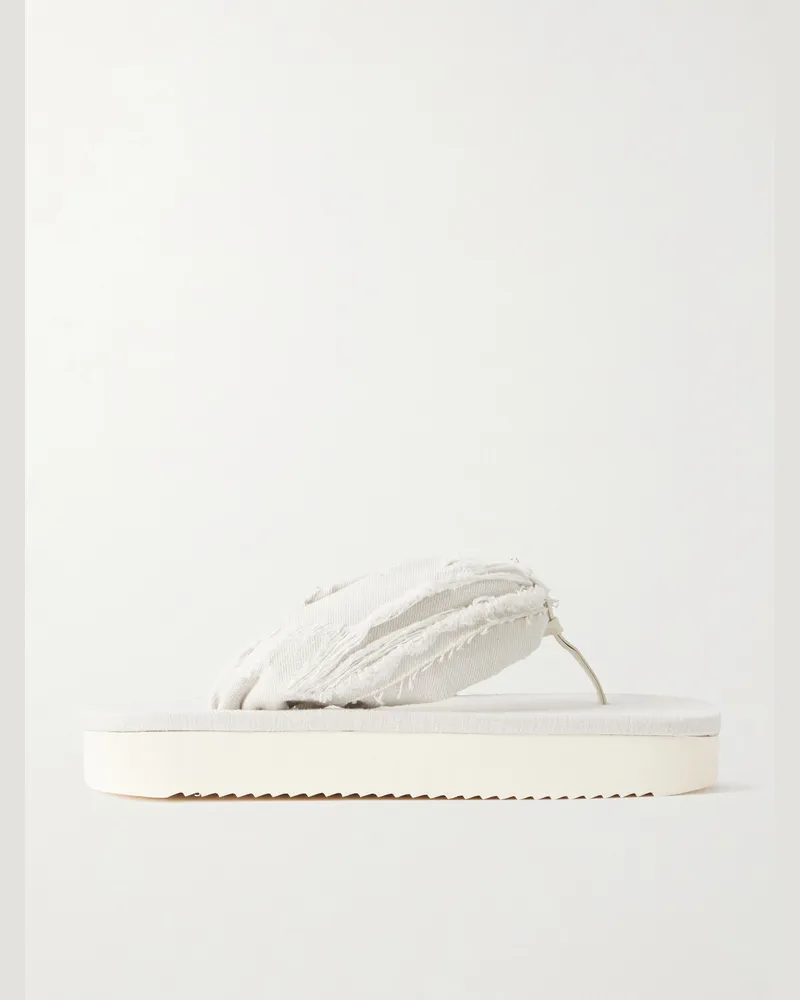 DRKSHDW by Rick Owens Frayed Denim Sandals White