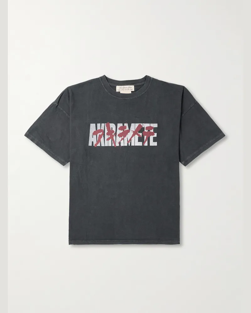 Remi Relief Akiramete Printed Cotton-Jersey T-Shirt Black