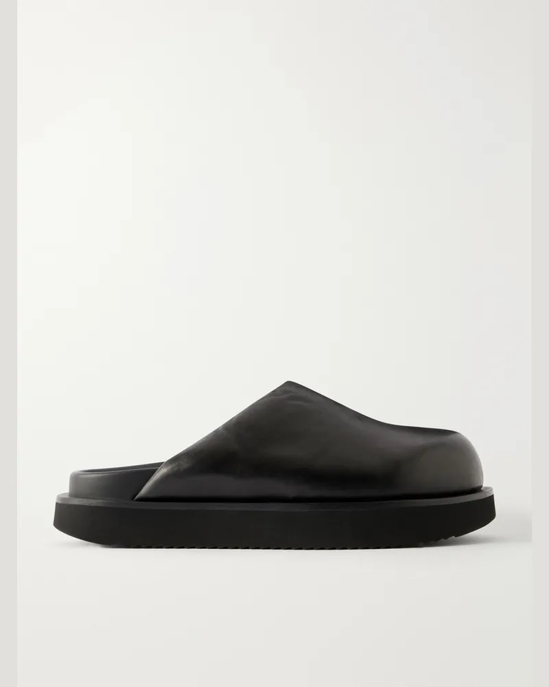 Rick Owens Padded Leather Platform Mules Black