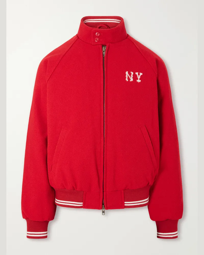 Aimé Leon Dore Ny Highlanders Logo-Embroidered Wool-Blend Varsity Jacket Red
