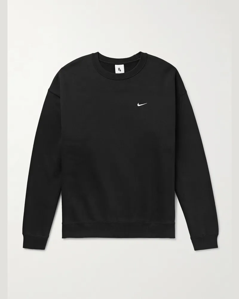 Nike Solo Swoosh Sweatshirt aus Jersey aus einer Baumwollmischung mit Logostickerei Schwarz