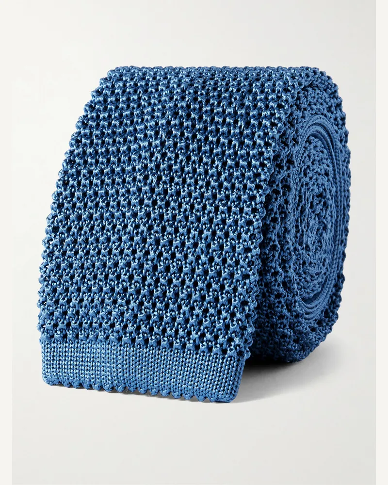 Sid Mashburn Krawatte aus Seidenstrick, 6 cm Blau