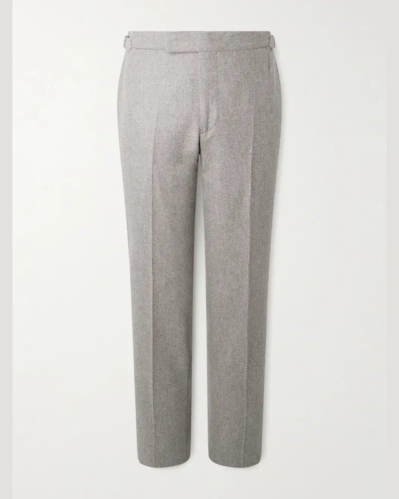 Thom Sweeney Tapered Wool Trousers Gray
