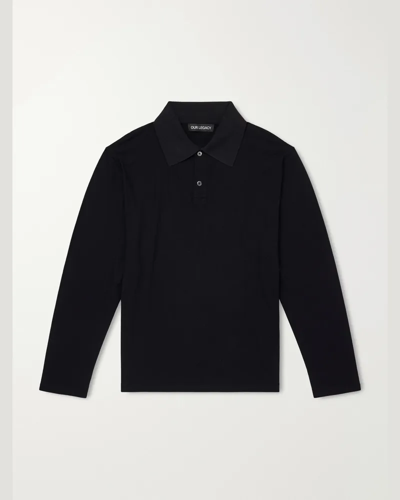 Our Legacy Oberteil aus Baumwoll-Jersey mit Polokragen Schwarz