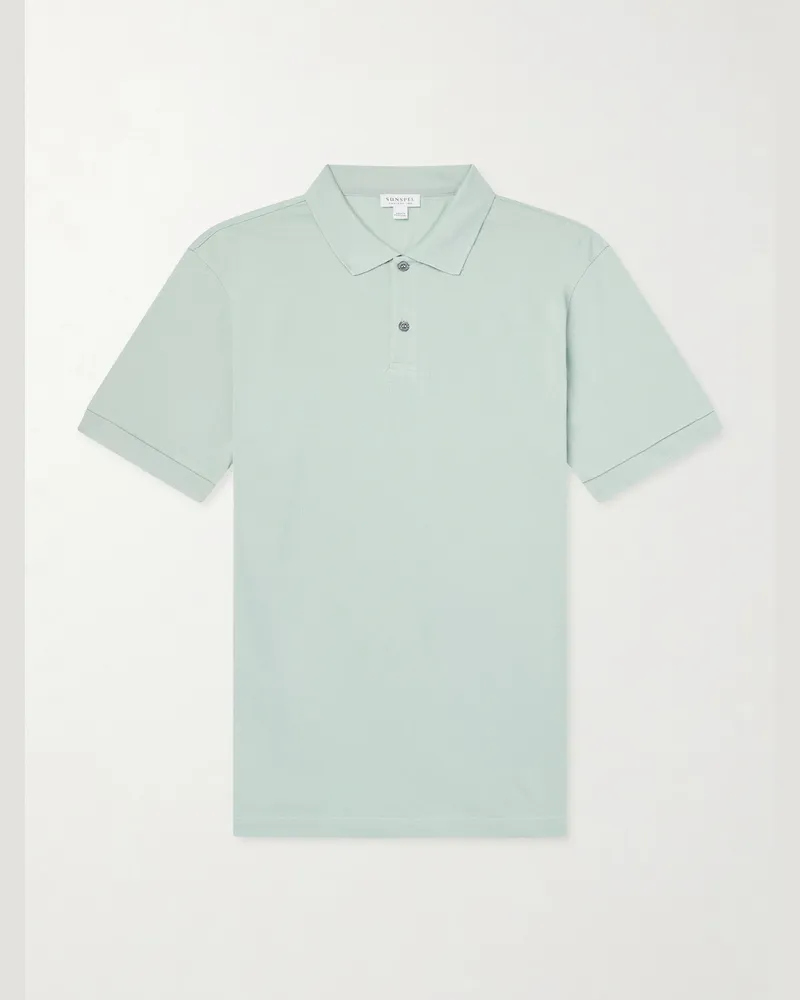 Sunspel Pima Cotton-Piqué Polo-Shirt Green