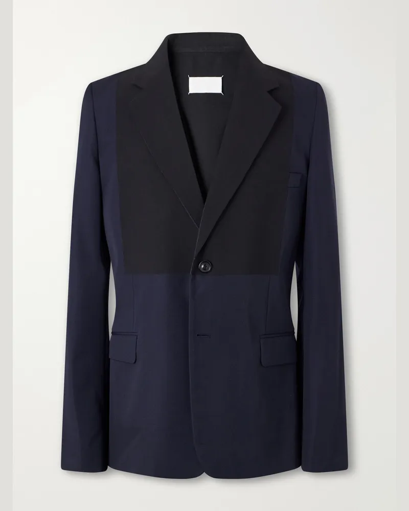 Maison Margiela Two-Tone Virgin Wool-Twill Blazer Blue