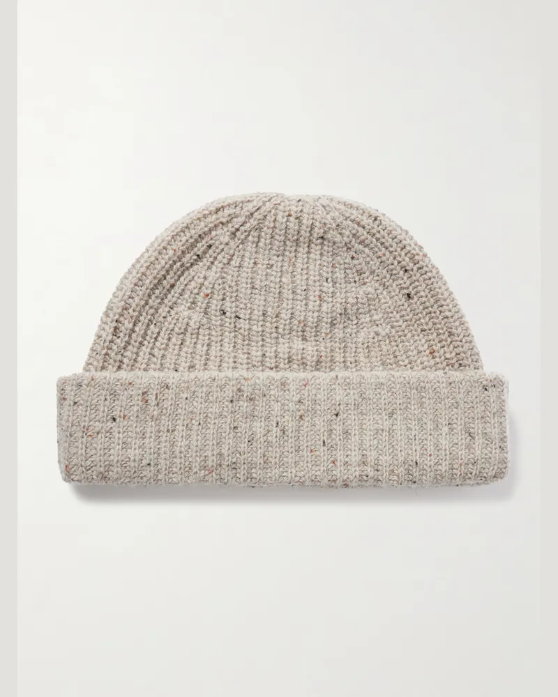 NN 07 Sailor 6697 Beanie aus einer Wollmischung in Rippstrick Neutral