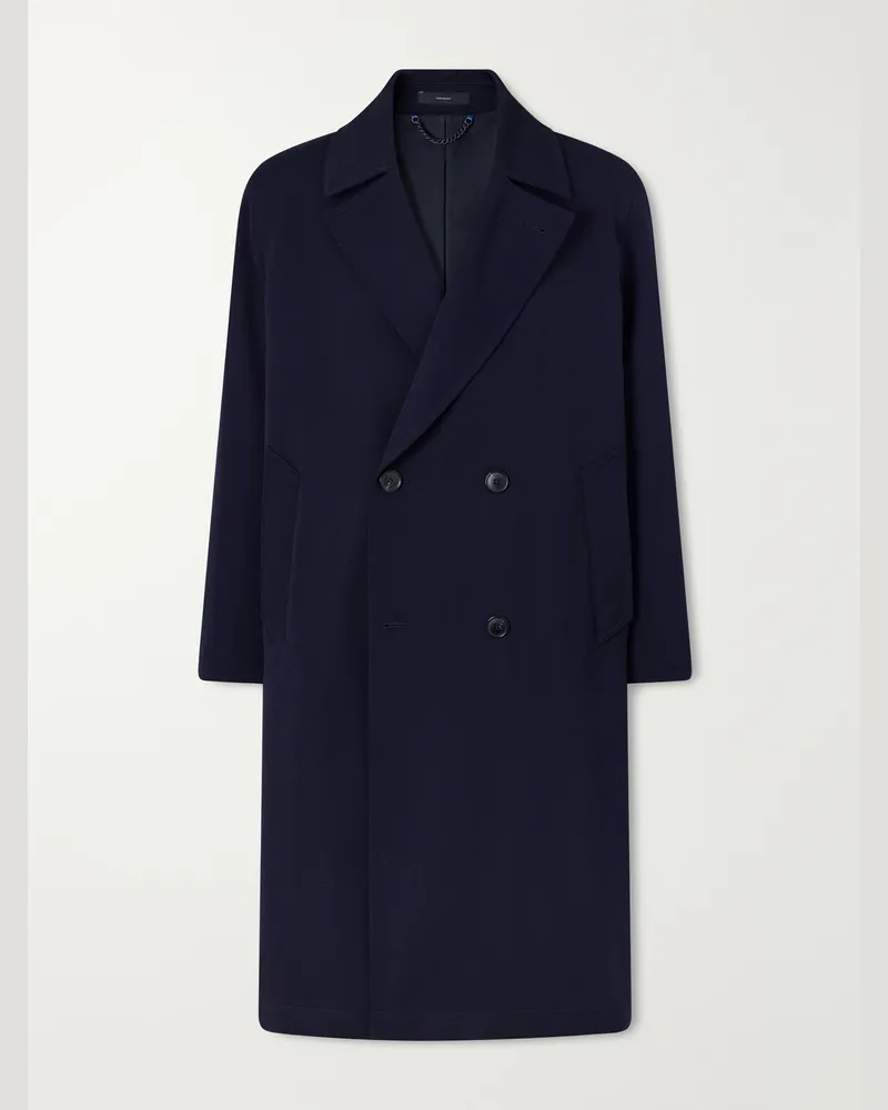 Paul Smith Double-Breasted Wool-Twill Coat Blue