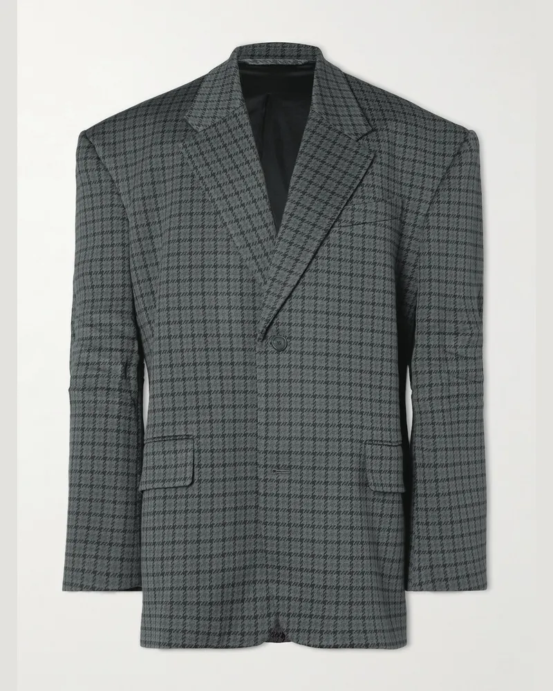 Balenciaga Oversized Houndstooth Knitted Blazer Gray