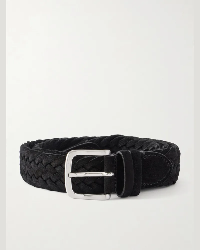 MR P. 3.5cm Woven Suede Belt Black