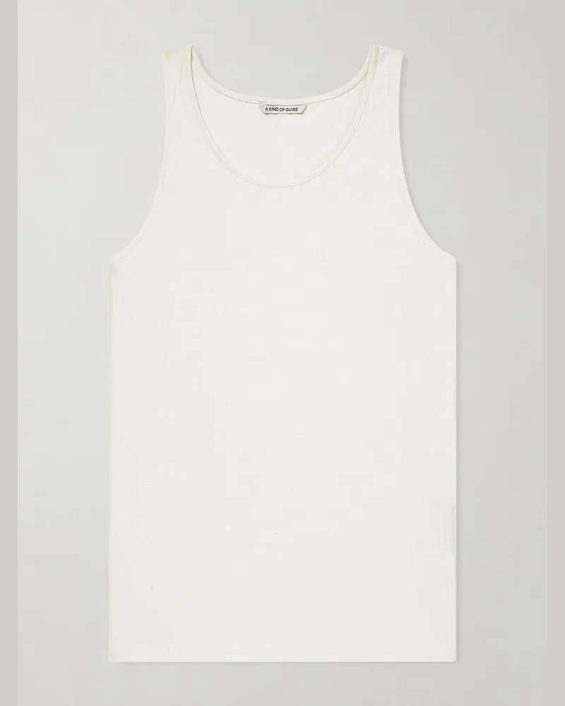 A Kind Of Guise Tomaso Ribbed Stretch-Cotton Jersey Tank Top Neutrals