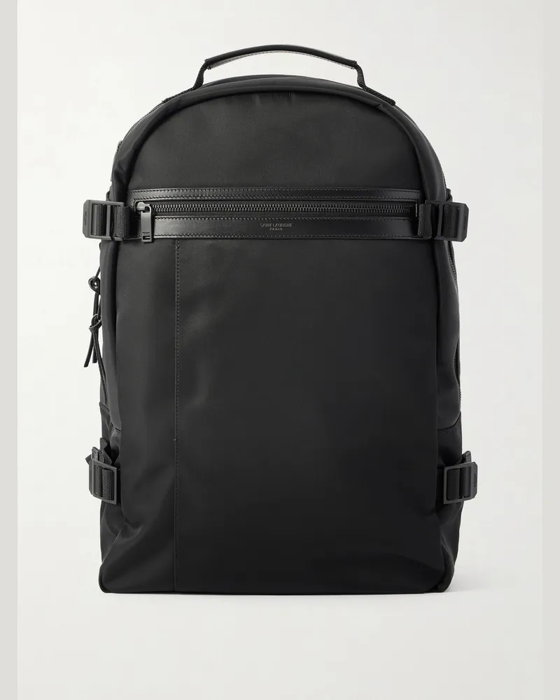 Saint Laurent Leather-Trimmed Shell Backpack Black
