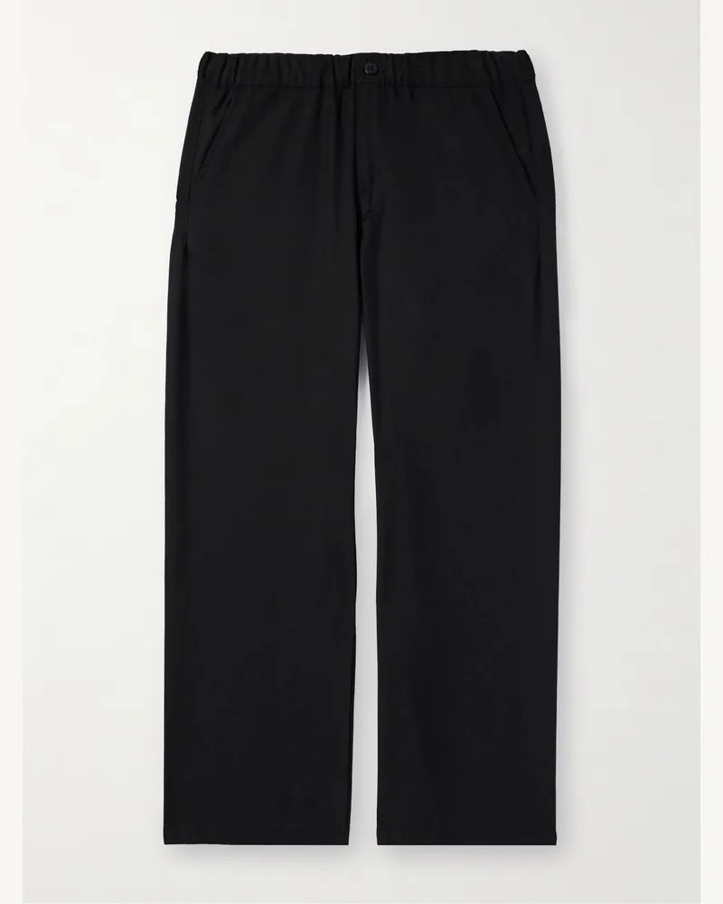 Remi Relief Straight-Leg Twill Trousers Black