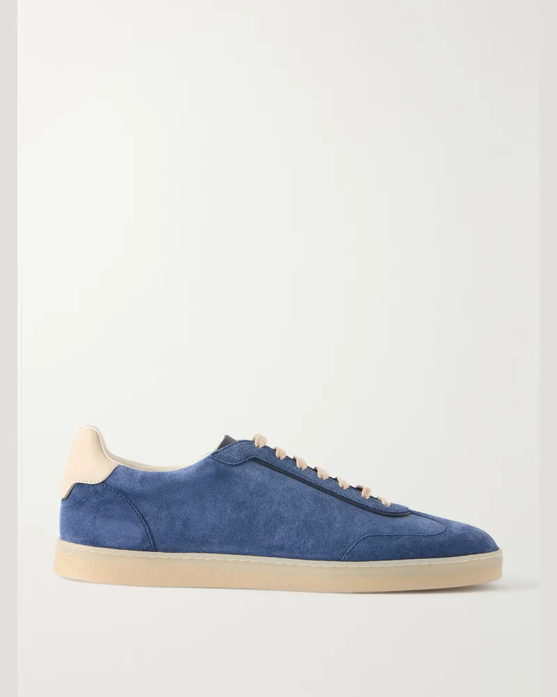 Brunello Cucinelli Coda di Rondine Suede Sneakers Blue