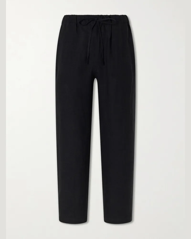 Cherry Los Angeles Wide-Leg Linen Trousers Black