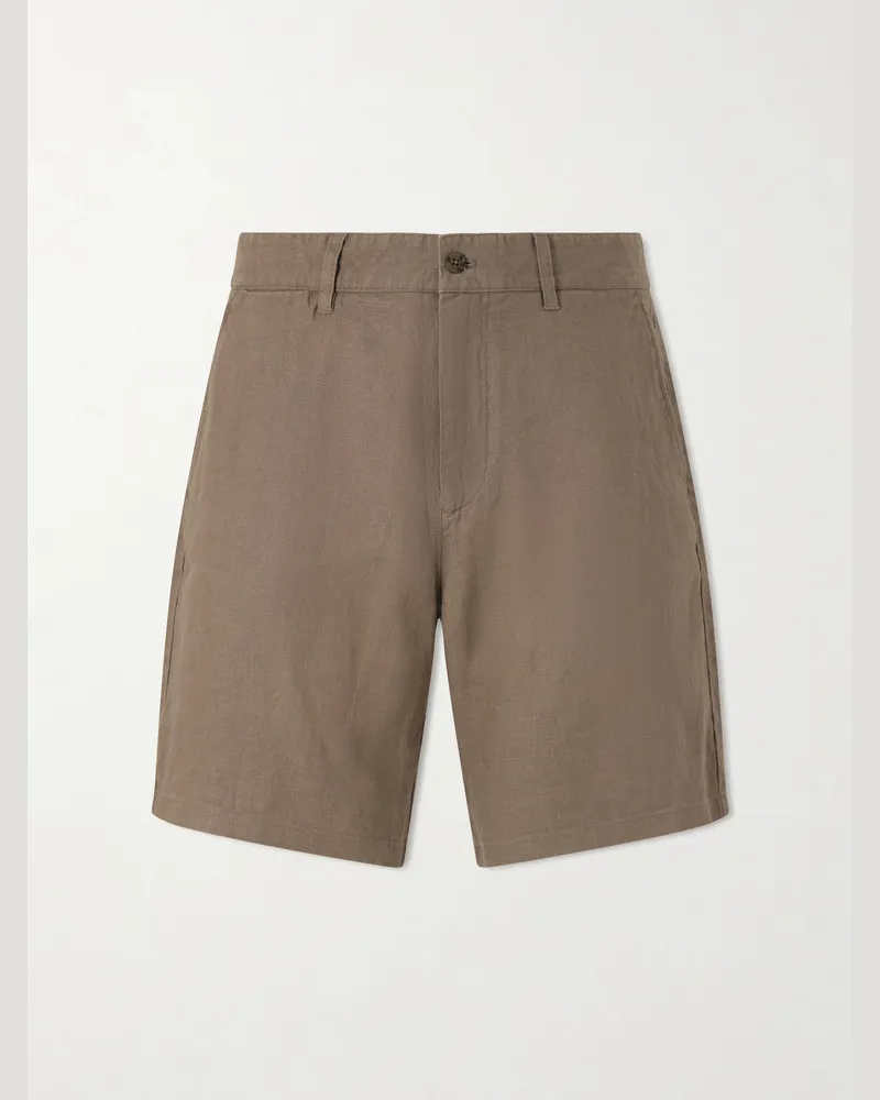 NN 07 Aden 1454 Straight-Leg Linen Shorts Brown