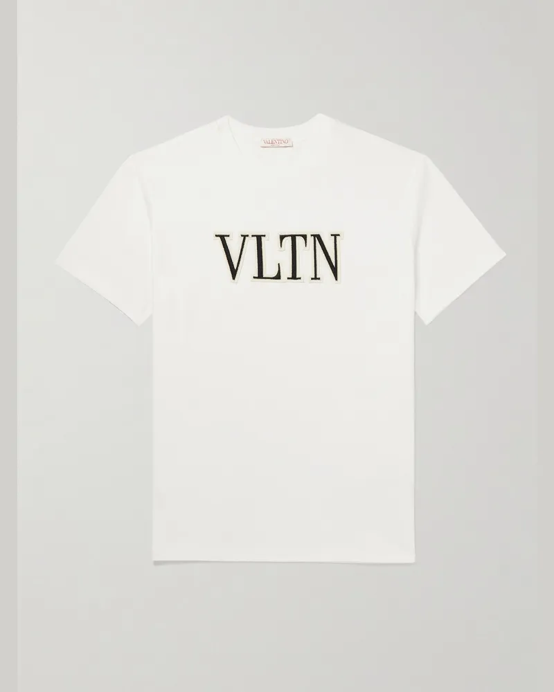 Valentino Garavani Logo-Appliquéd Cotton-Jersey T-Shirt White