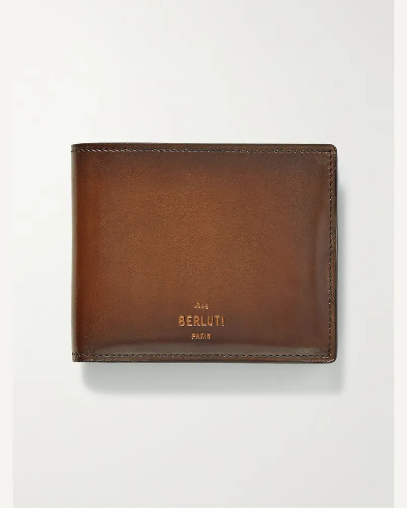 Berluti Aufklappbares Portemonnaie aus Venezia-Leder Braun