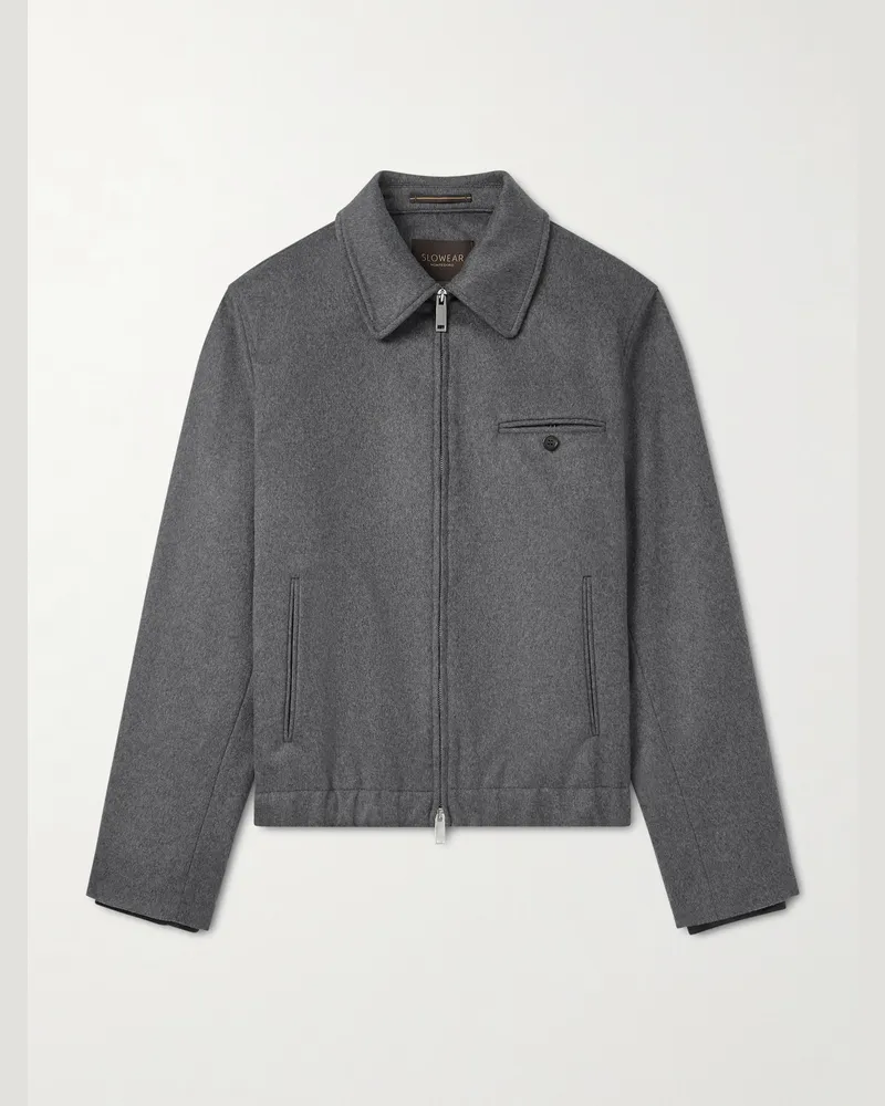 Slowear Incotex Montedoro Brushed Wool-Blend Bomber Jacket Gray