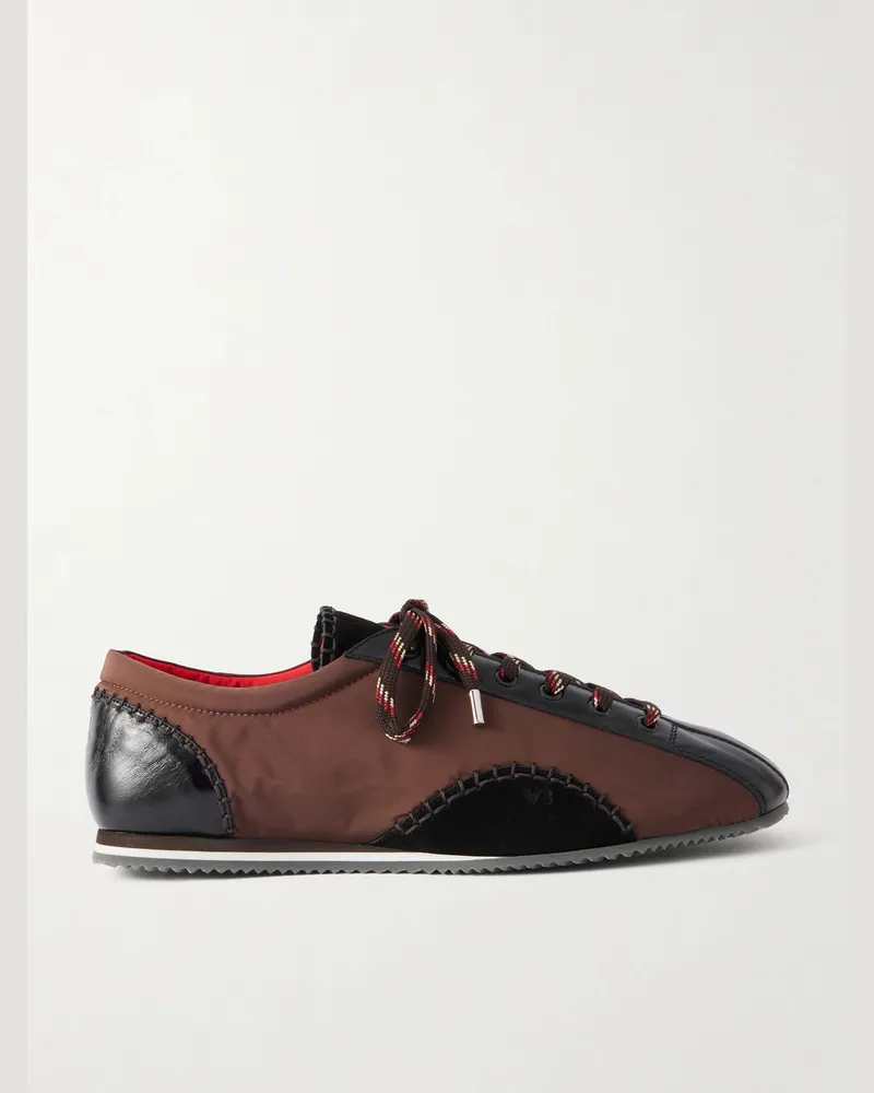 Wales Bonner Paris Trainer Leather-trimmed Shell Sneakers Brown