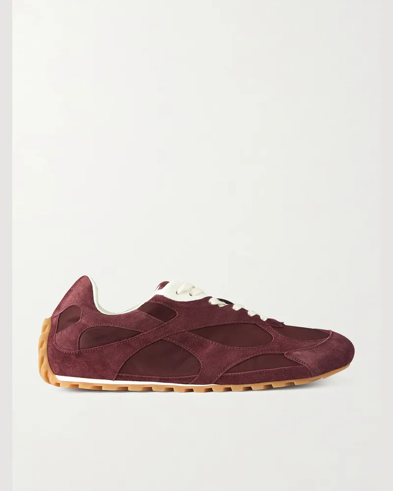 Bottega Veneta Orbit Flash Suede and Nylon Sneakers Burgundy