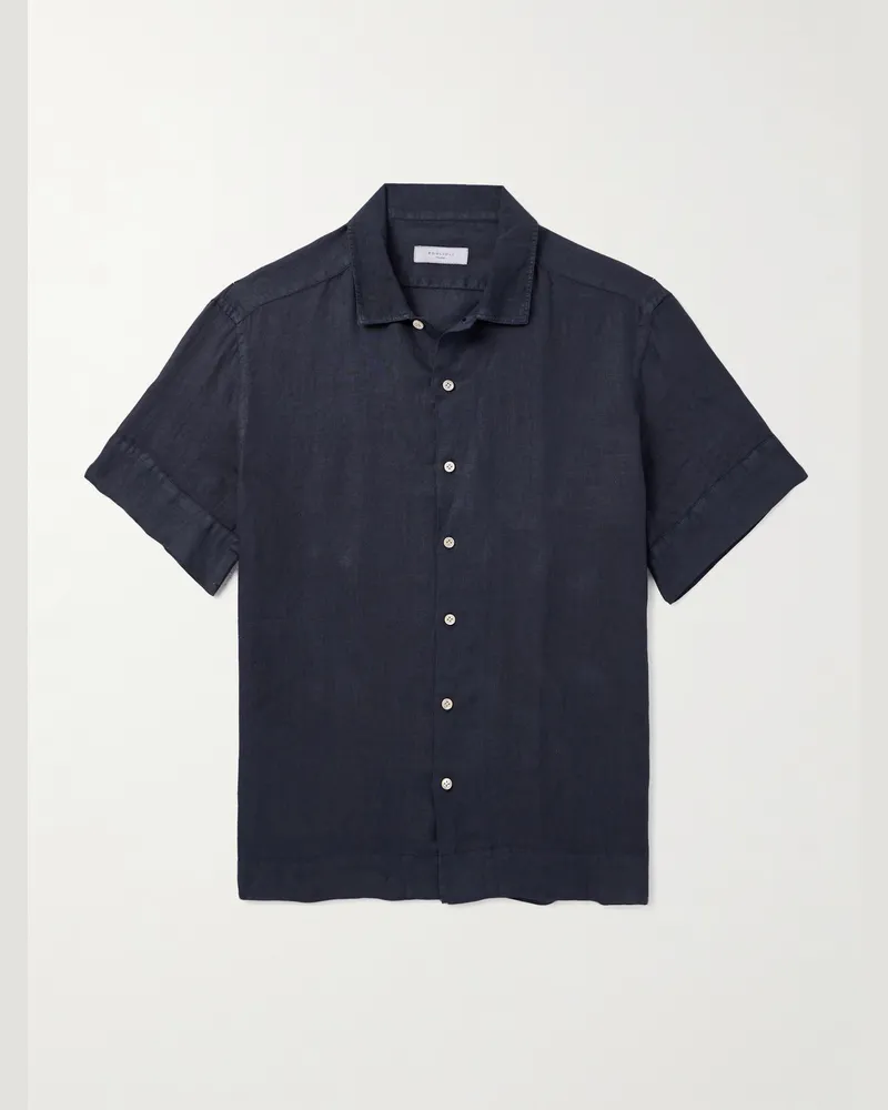 Boglioli Hemd aus Leinen Blau