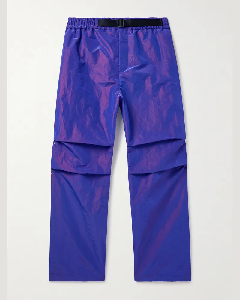 Burberry Hose aus changierendem Shell mit Logostickerei und Gürtel Lila