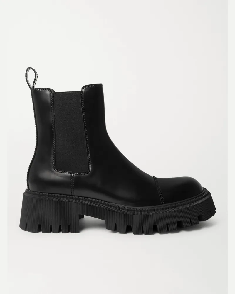 Balenciaga Tractor Chelsea Boots aus Leder mit Logoprägung Schwarz