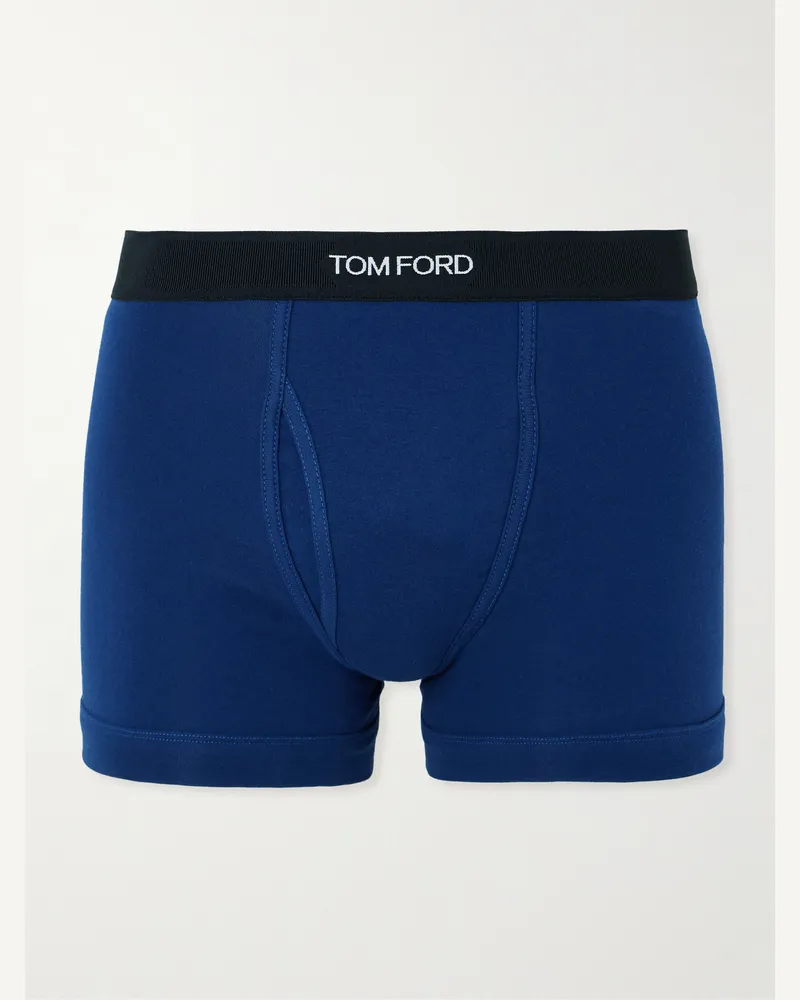 Tom Ford Retropants aus Stretch-Baumwolle Blau
