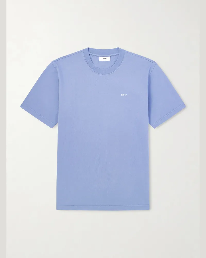 NN 07 Logo-Embroidered Pima Cotton-Jersey T-Shirt Blue