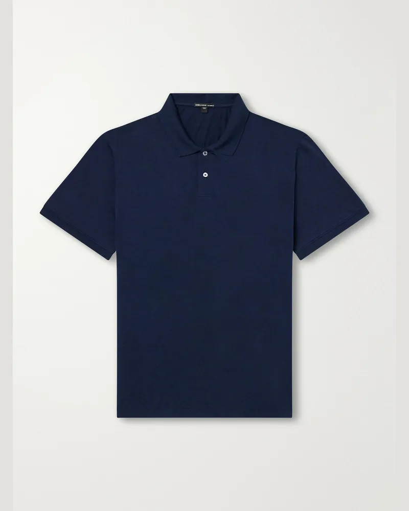 James Perse Cotton-Jersey Polo Shirt Blue