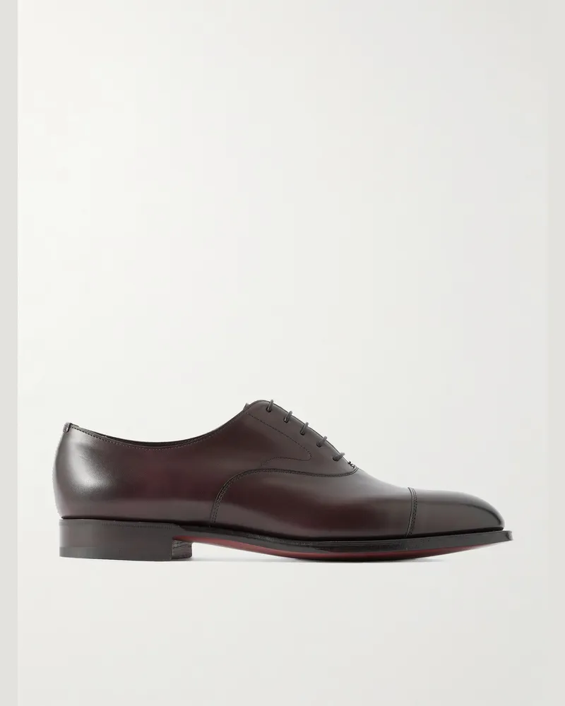Edward Green Chelsea Cap-Toe Burnished-Leather Oxford Shoes Brown