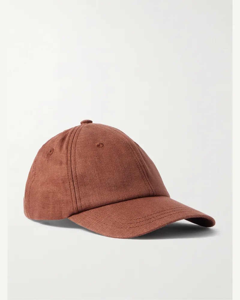 Frescobol Carioca Fernando Linen Baseball Cap Brown