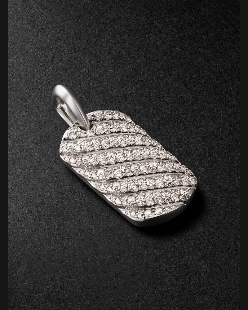 David Yurman Chevron Anhänger aus 18 Karat Weißgold mit Diamanten Silber