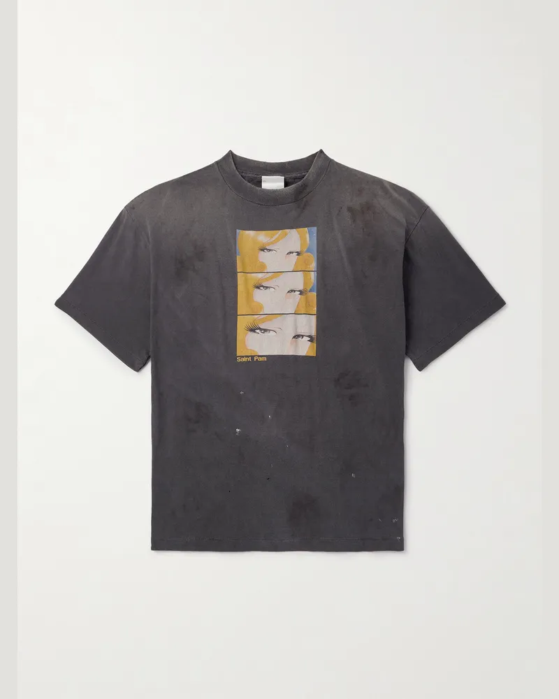 SAINT MXXXXXX Pam T-Shirt aus Baumwoll-Jersey mit Print Schwarz