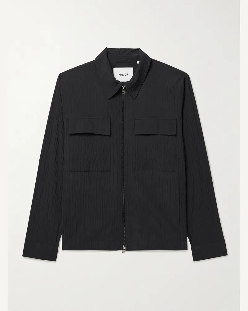 NN 07 Alban 5721 Jacke aus Seersucker aus einer Biobaumwollmischung Schwarz