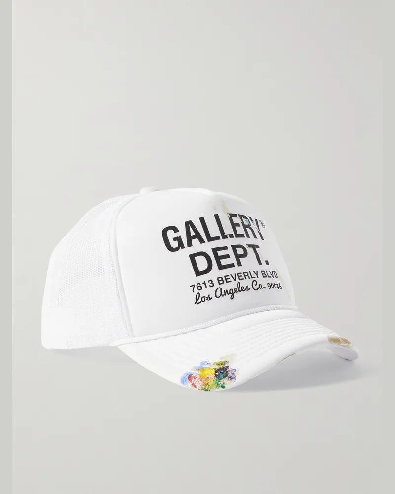 GALLERY DEPT. Workshop Paint-Splattered Logo-Print Canvas and Mesh Trucker Cap White