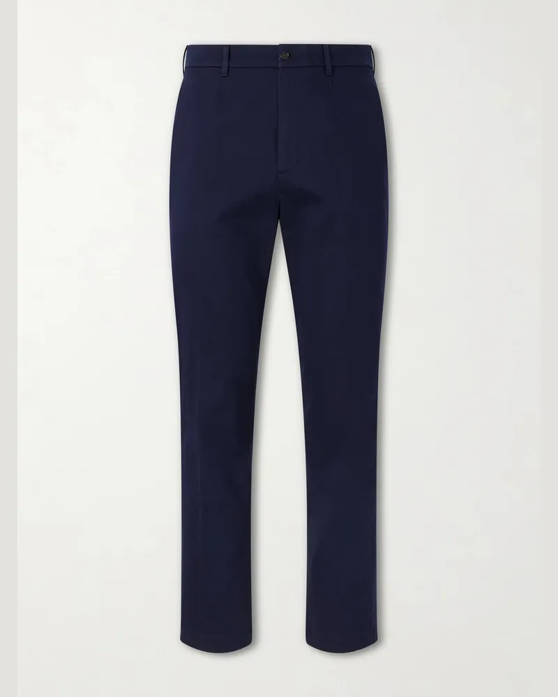 Dunhill Straight-Leg Cotton-Blend Twill Trousers Blue