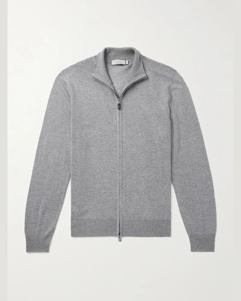 Canali Cardigan aus Wolle mit Reißverschluss Grau