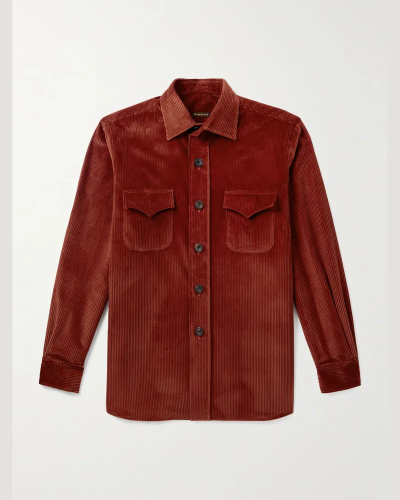 Rubinacci Rube Hemdjacke aus Baumwollcord Burgunder