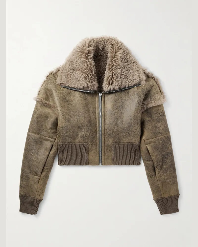 Rick Owens Schmal geschnittene Jacke aus Shearling Braun