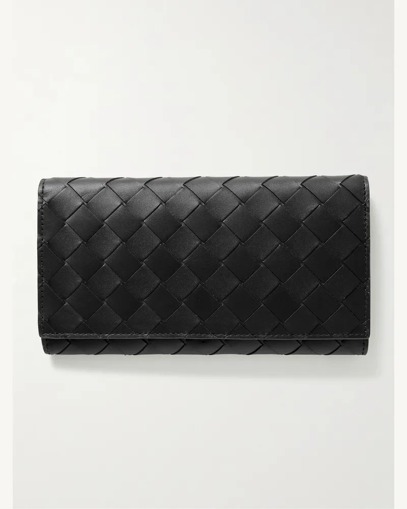 Bottega Veneta Portemonnaie aus Intrecciato-Leder Schwarz