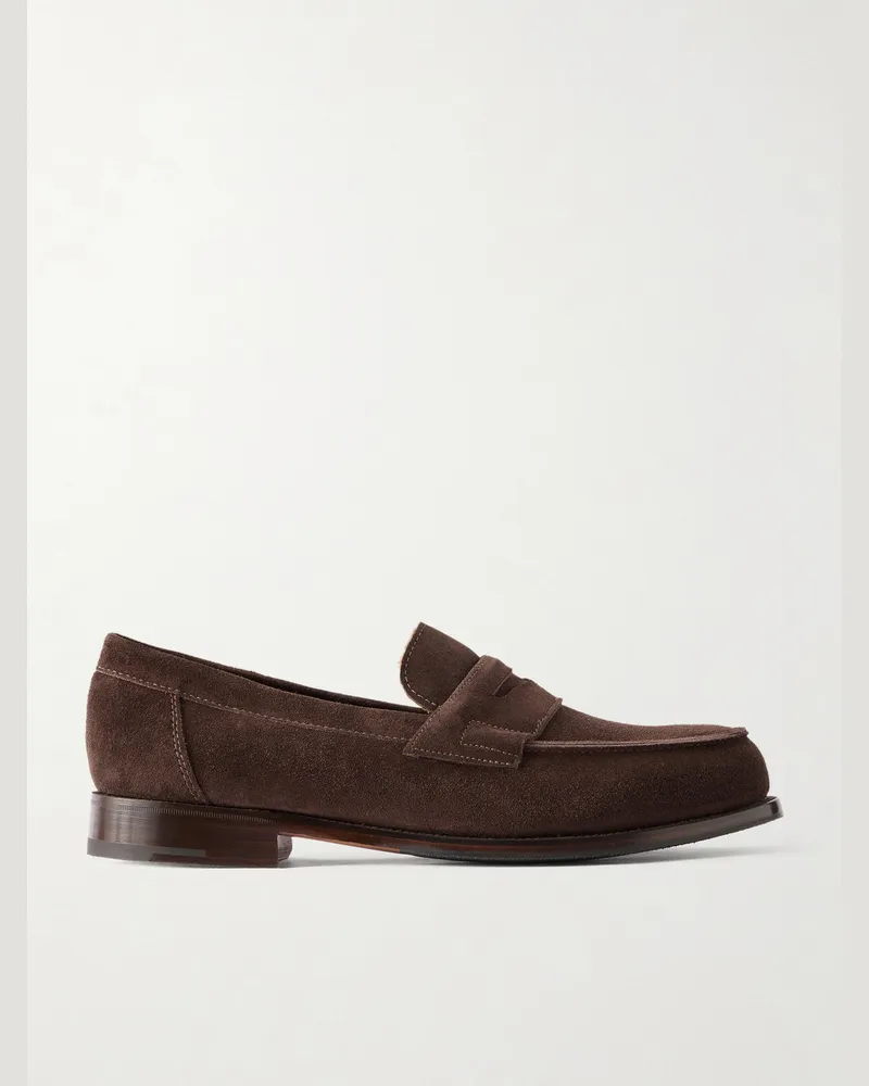 Grenson  Epsom Suede Penny Loafers Brown
