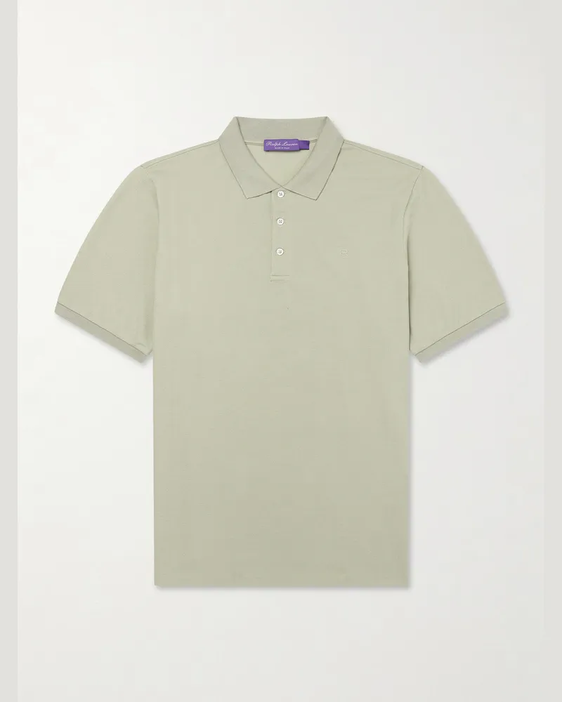 Ralph Lauren Logo-Embroidered Cotton-Piqué Polo Shirt Green