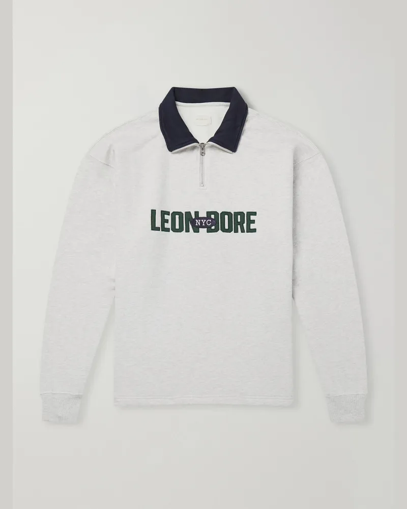 Aimé Leon Dore Logo-Appliquéd Cotton Half-Zip Sweatshirt Gray