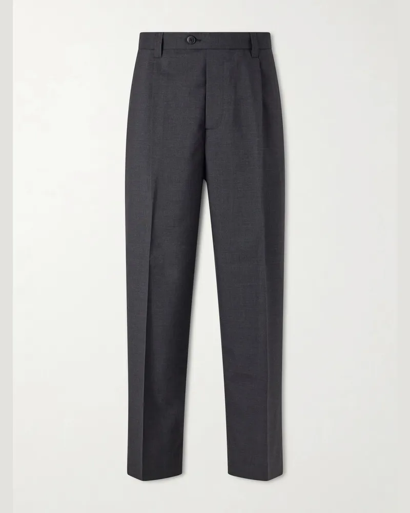 Mfpen Service Pleated Wool Trousers Gray
