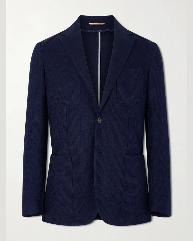 Canali Textured-Cotton Blazer Blue